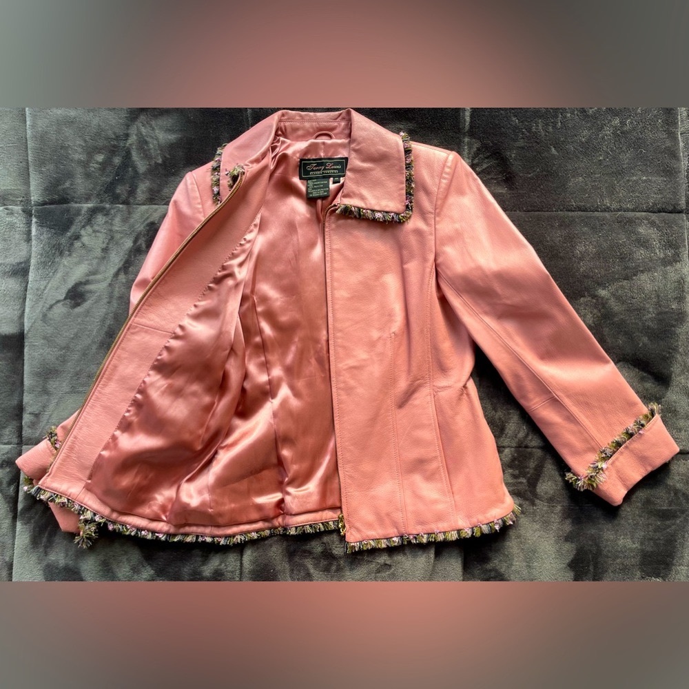 Terry Lewis Classic Luxuries XS Pink Leather Jacket Fringe Details